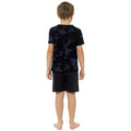 Blue Camo - Back - Foxbury Boys Camo Top & Shorts Cotton Pyjama Set