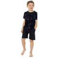 Blue Camo - Front - Foxbury Boys Camo Top & Shorts Cotton Pyjama Set