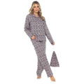 Pink - Front - Foxbury Womens-Ladies Leopard Print Top & Bottom Pyjamas Set