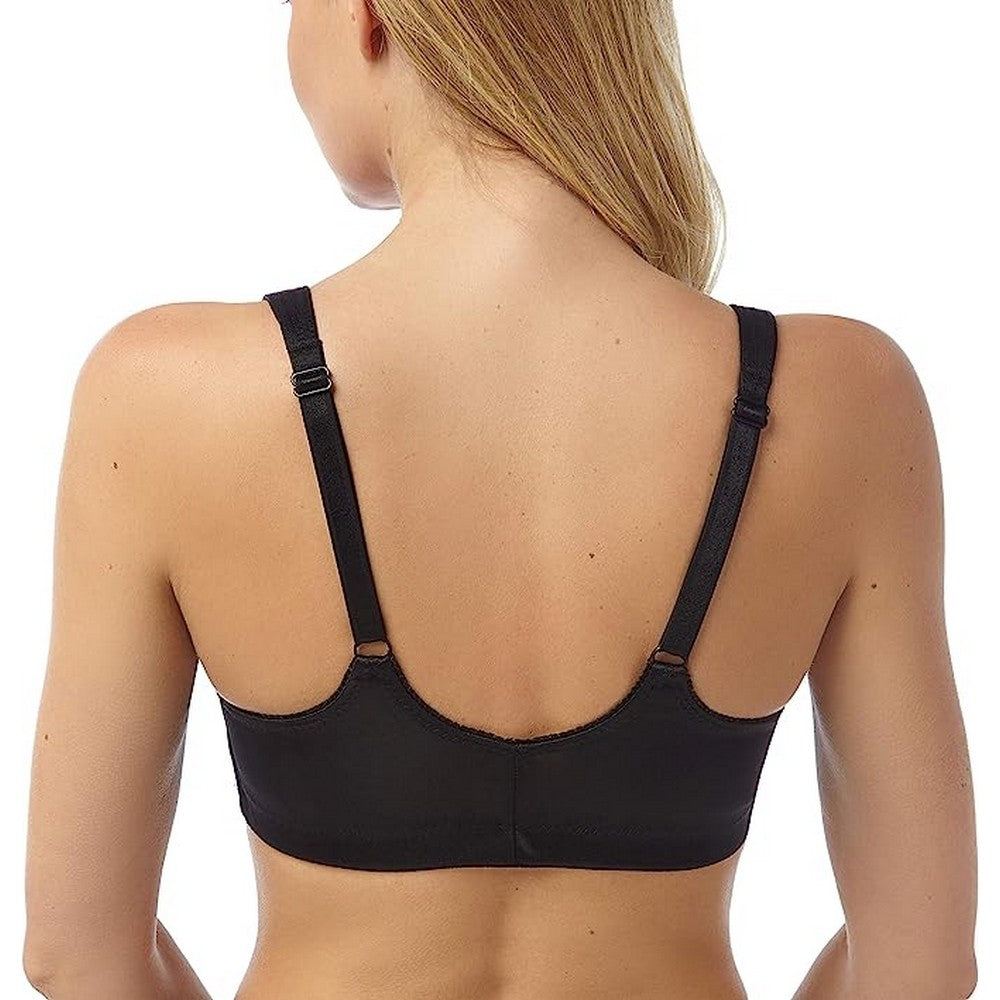 Black - Back - Marlon Womens-Ladies Front Fastening Firm Control Bra