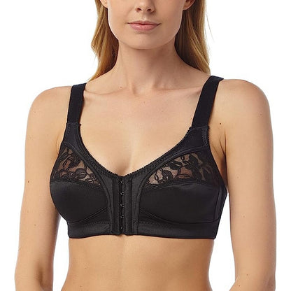 Black - Front - Marlon Womens-Ladies Front Fastening Firm Control Bra