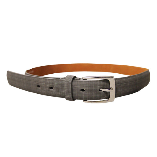 Plum - Front - Forest Mens Plaid Leather Belt