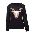 Black - Front - Brave Soul Womens Have A Merry Christmas Reindeer Jumper