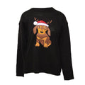Black - Front - Brave Soul Womens Have A Merry Christmas Dog Jumper