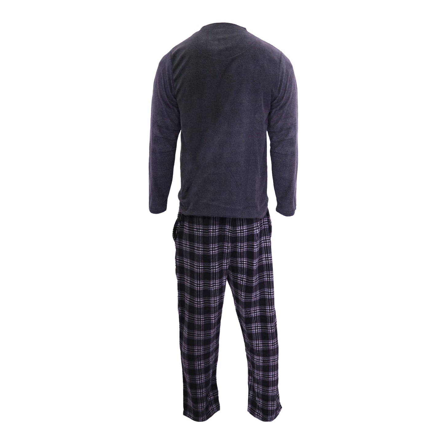 Charcoal-Black - Back - CargoBay Mens Checked Lounge Set