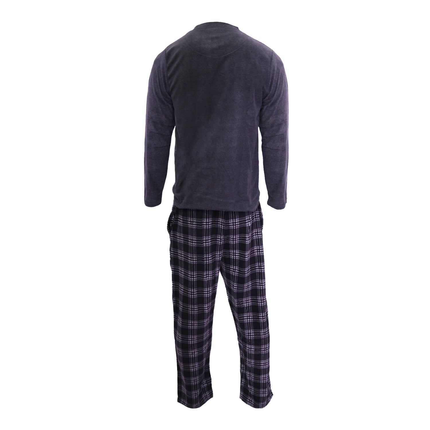 Charcoal-Black - Back - CargoBay Mens Checked Lounge Set