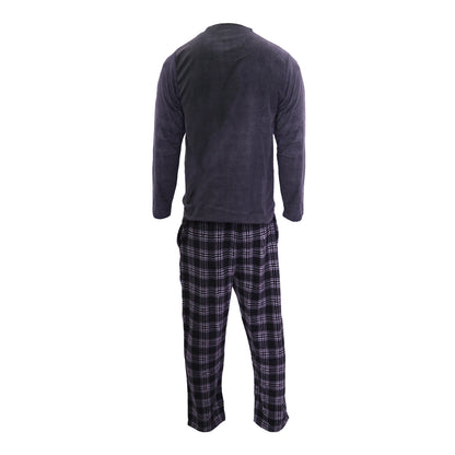 Charcoal-Black - Back - CargoBay Mens Checked Lounge Set
