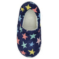 Blue - Side - Slumberzzz Childrens-Kids Star Print Fleece Lined Slipper