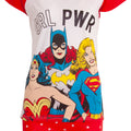 White-Red - Back - Justice League Womens-Ladies Girl Power Cotton Pyjama Set