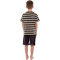 Charcoal - Back - Tom Franks Childrens-Kids Jersey Striped Short Pyjama Set