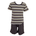 Charcoal - Side - Tom Franks Childrens-Kids Jersey Striped Short Pyjama Set