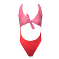Red-Pink - Front - Brave Soul Womens-Ladies Two Tone Swim Suit