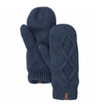 Navy - Front - Timberland Womens-Ladies Leather Loop Cable Knit Mittens
