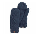 Navy - Back - Timberland Womens-Ladies Leather Loop Cable Knit Mittens