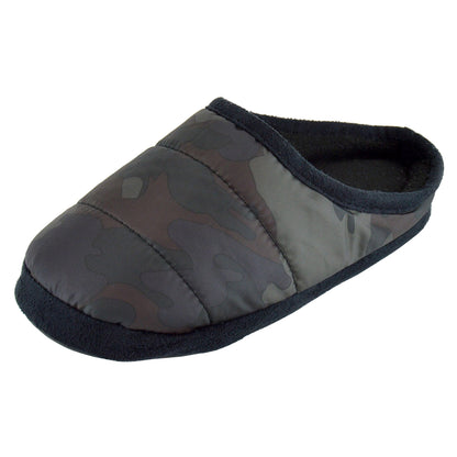 Grey - Front - Childrens-Kids Camo Puffer Slippers