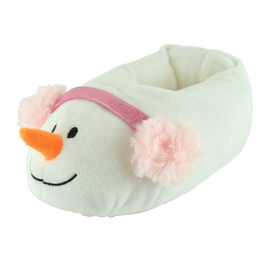 White - Front - Childrens-Kids Novelty Snowman Slippers