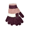 Wine-White - Front - Womens-Ladies Striped Chenille Gloves