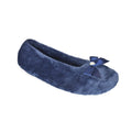 Navy - Front - Womens-Ladies Velour Ballet Slippers