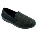 Brown - Front - Mens Small Checked Slippers