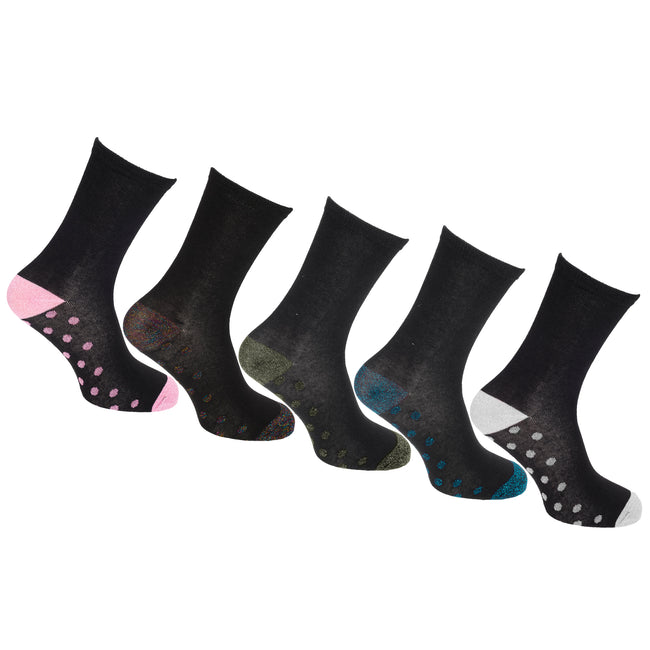 Cottonique Womens/Ladies Cotton Rich Glitter Socks (5 Pairs)