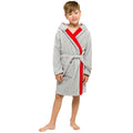 Grey - Front - Boys Shark Hooded Towelling Robe