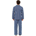 Navy - Back - Tom Franks Mens Striped Flannel Pyjama Set