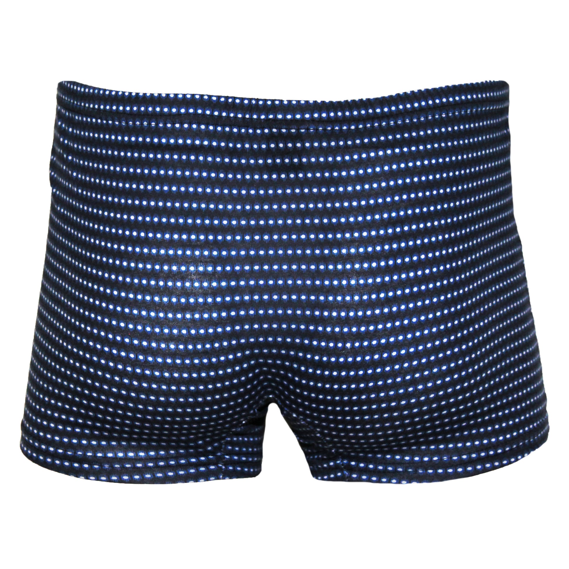 Blue - Side - Tom Franks Mens Patterned Jersey Boxer Shorts (3 Pairs)