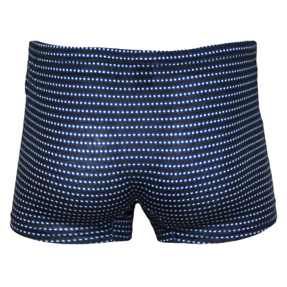Blue - Side - Tom Franks Mens Patterned Jersey Boxer Shorts (3 Pairs)