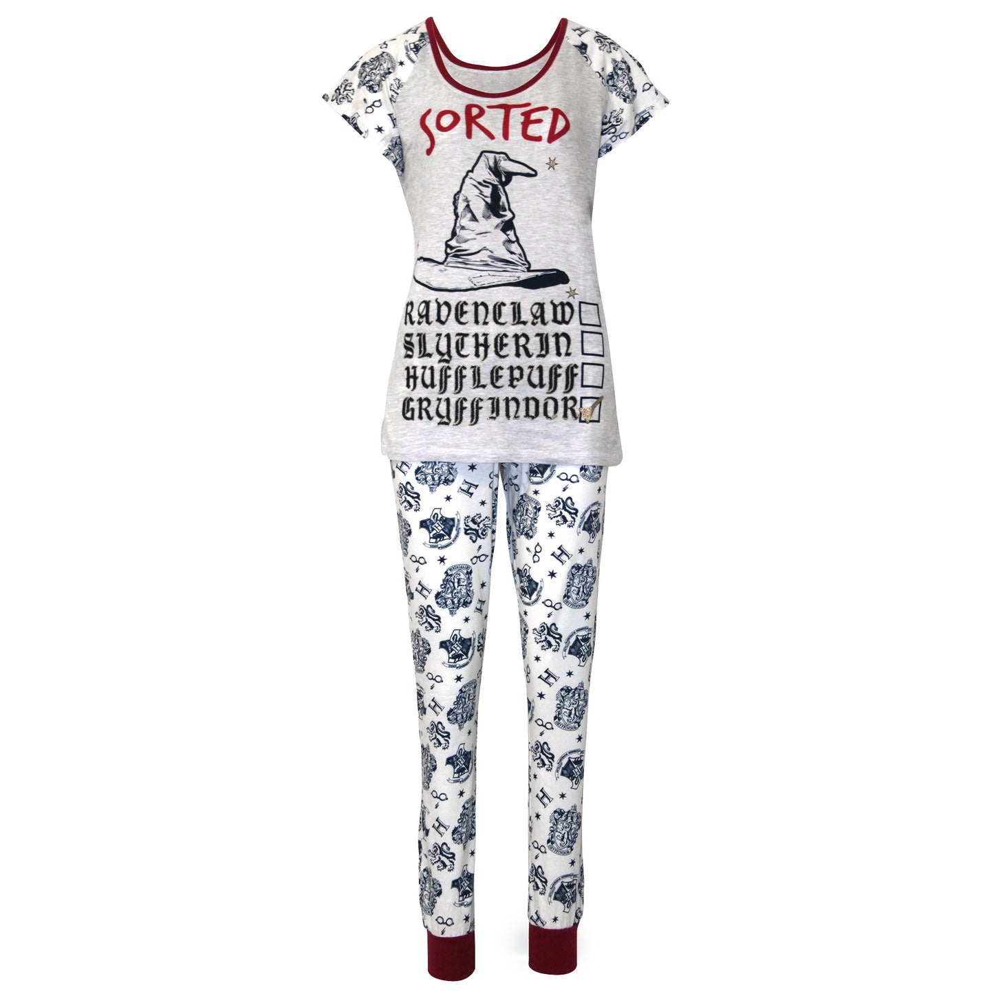 Purple-White - Front - Harry Potter Womens-Ladies Sorting Hat Pyjamas