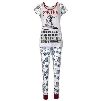 Purple-White - Front - Harry Potter Womens-Ladies Sorting Hat Pyjamas