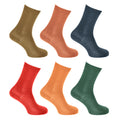 Teal-Yellow-Red-Navy-Brown-Green - Front - Ladies-Womens Thermal Viloft Non Elastic Boot Socks (Pack Of 6)
