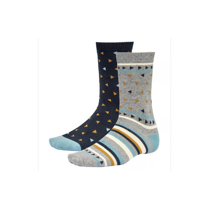Navy- Grey - Front - Timberland Mens Crew Socks
