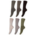 Shades Of Brown - Front - Mens Bamboo Non-Binding Extra Wide Socks (6 Pairs)