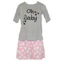 Grey Marl-Pink - Front - Forever Dreaming Womens-Ladies Maternity Short Pyjama Set