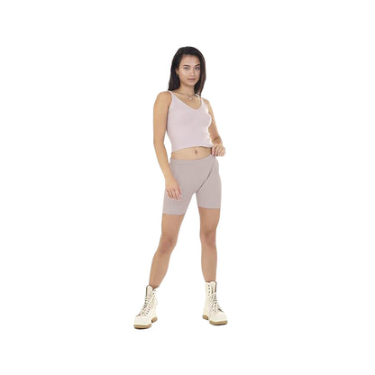 Dusty Pink - Back - Brave Soul Womens-Ladies Rib Knit Shorts