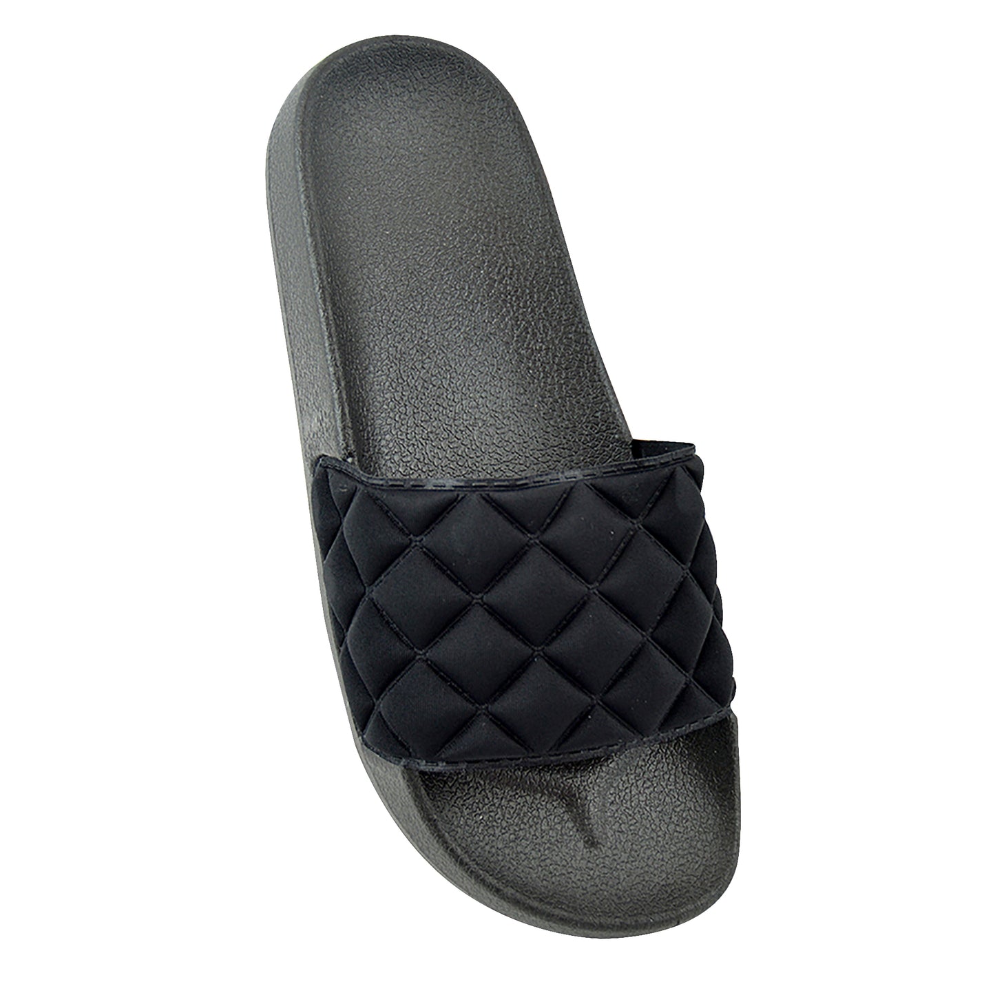 Black - Front - Womens-Ladies Quilt Effect Sliders