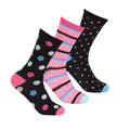 Black-Pink - Front - Pandastick Womens-Ladies Polka Dot Bamboo Socks (3 Pairs)