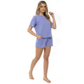 Blue Marl - Front - Foxbury Ladies-Womens Boxy Marl Pyjama Set