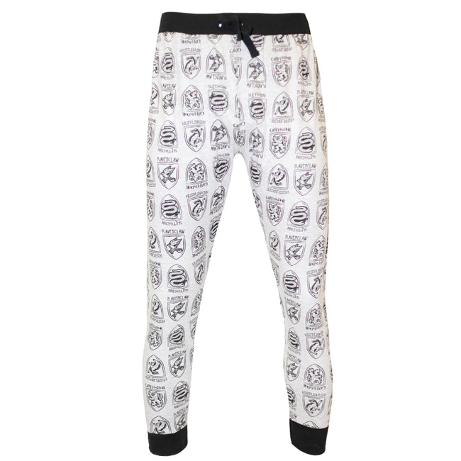 Grey - Front - Harry Potter Mens House Crest Lounge Trousers
