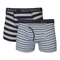 Blue - Front - Dstruct Mens Stripe Boxer Shorts (Pack Of 2)