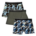 Grey Camo - Front - Tom Franks Boys Camo Boxers (Pack Of 3)