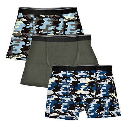 Grey Camo - Front - Tom Franks Boys Camo Boxers (Pack Of 3)