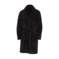 Black - Front - Pierre Roche Mens Flannel Fleece Robe