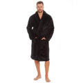 Black - Back - Pierre Roche Mens Flannel Fleece Robe