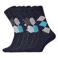 Navy - Front - Easytop Mens Argyle Fashion Socks (6 Pairs)