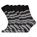 Black - Front - Easytop Mens Striped Fashion Socks (6 Pairs)