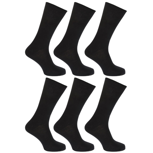 Black - Front - FLOSO Womens-Ladies Plain 100% Cotton Socks (Pack Of 6)