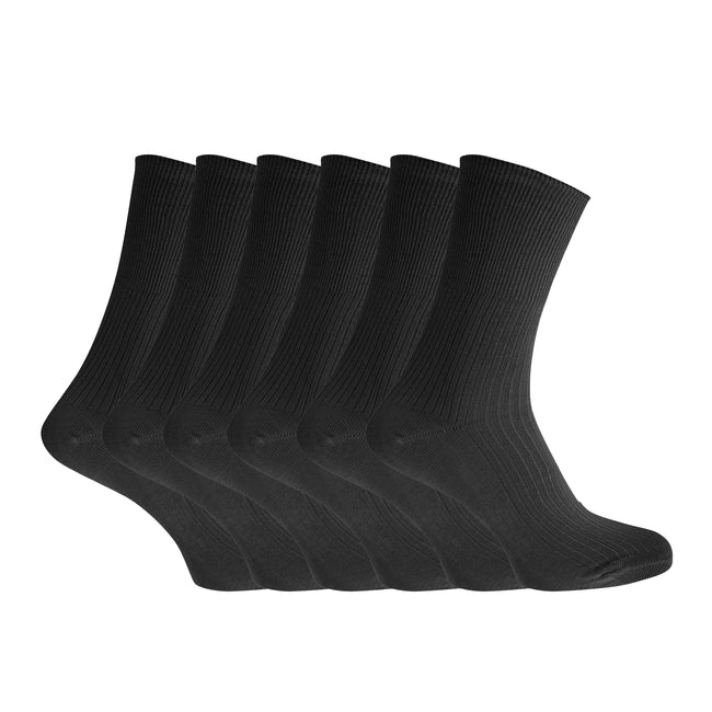 BLACK - Front - Healthy Womens-Ladies Easy-slide 100% Cotton Socks (6 Pairs)
