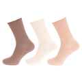 Peach-Cream-Light Brown - Front - Universal Textiles Womens-Ladies Bamboo Diabetic Wellness Socks (3 Pairs)