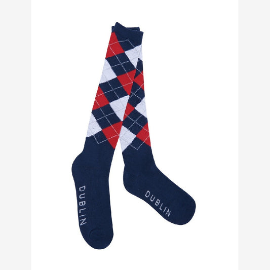 Red-Navy-White - Front - Dublin Unisex Argyle Socks
